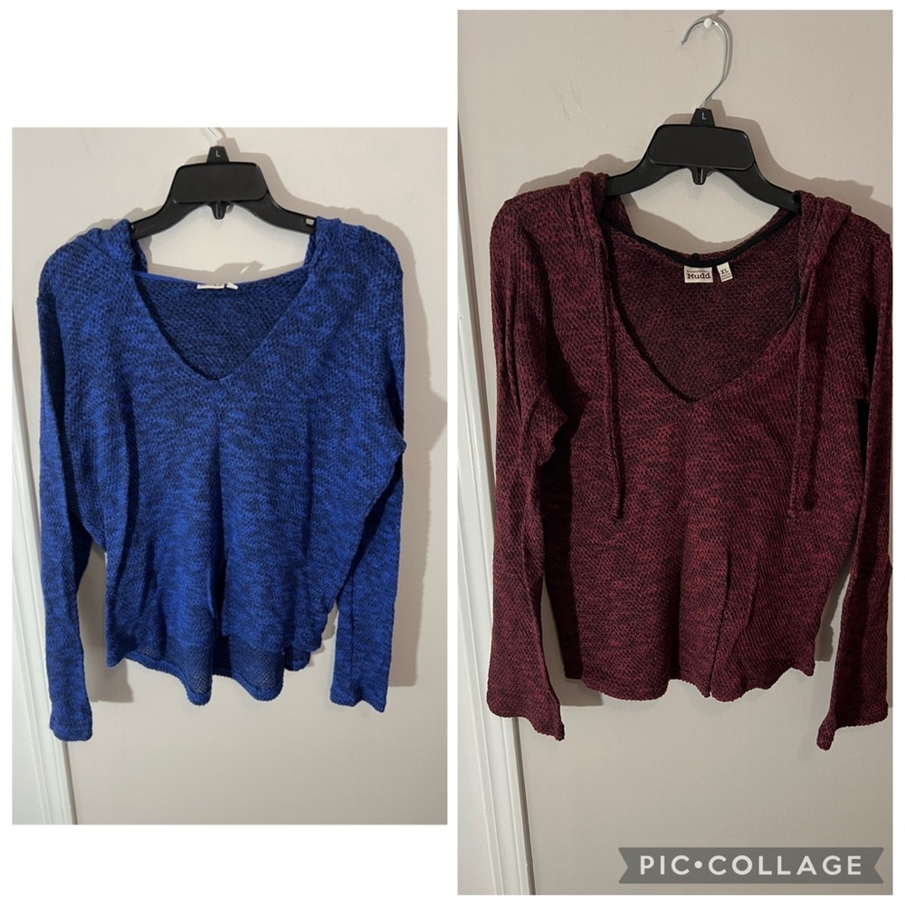 Mudd V-Neck Hooded Tops